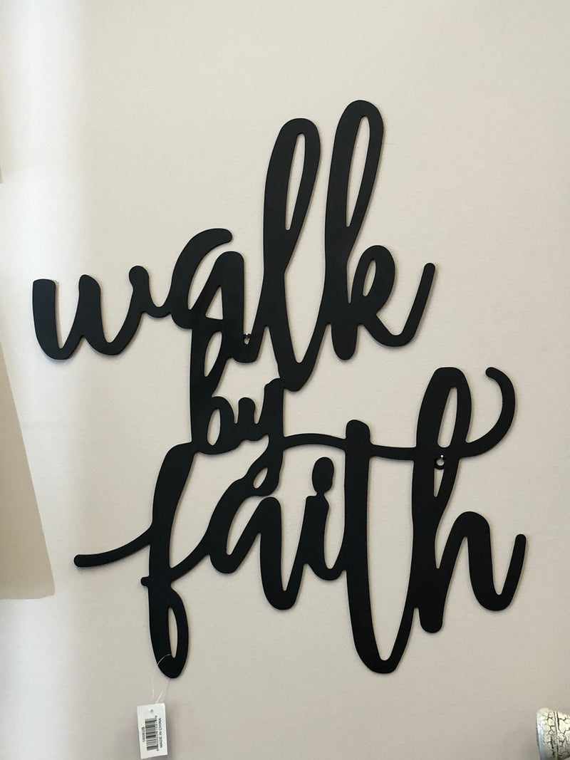 Pray More Worry Less, Walk By Faith- Black Metal Wall Art