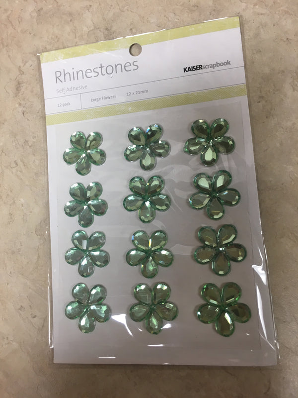 Rhinestones -Mint Flowers - self adhesive